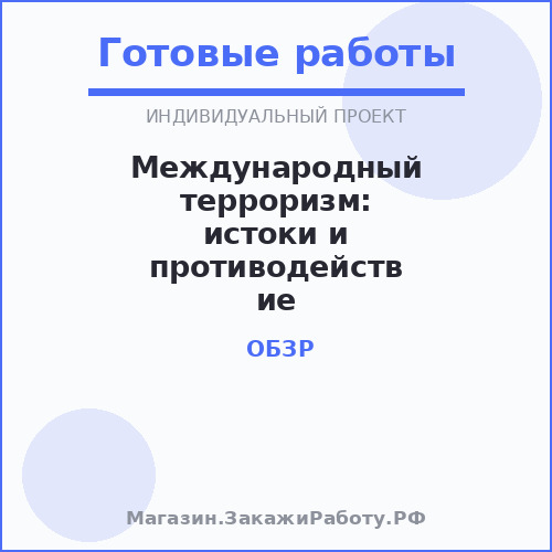 Международный терроризм: истоки и противодействие